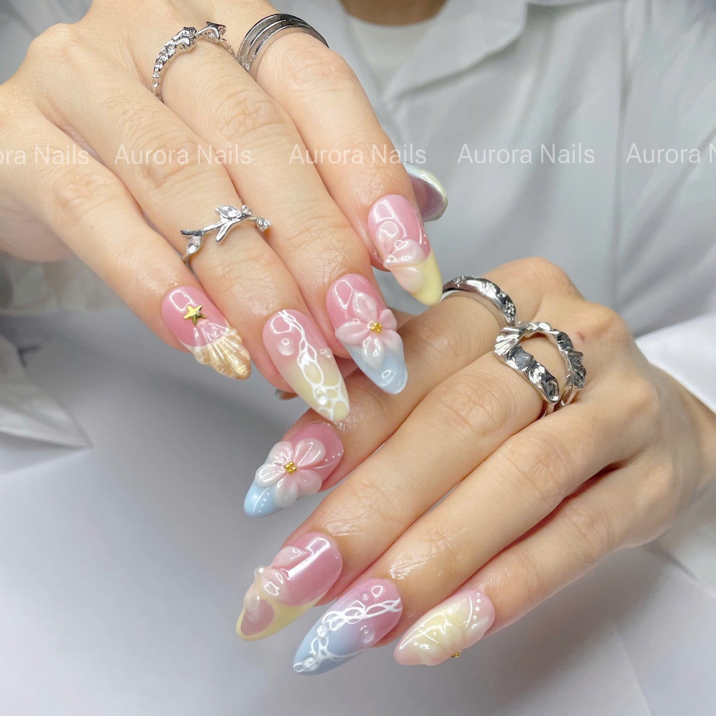 3D Flowers and Pearls AR00027