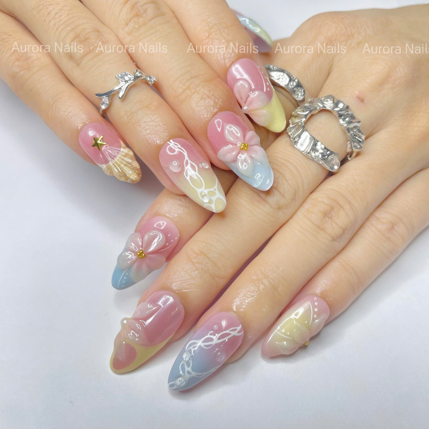 3D Flowers and Pearls AR00027